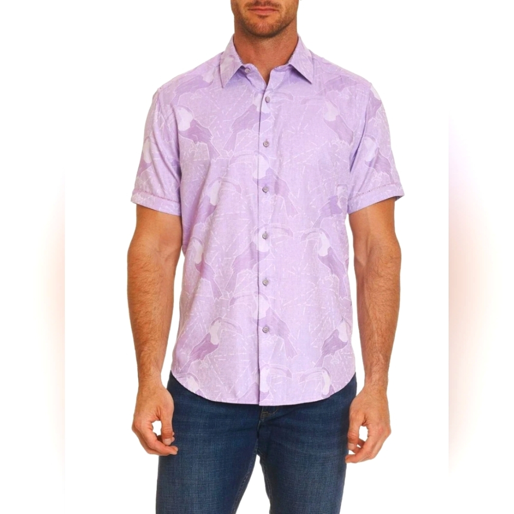 ROBERT GRAHAM "Sanctuary" Berry Purple Men's Short Sleeve Shirt NWOT